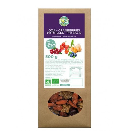 Mélange de 4 super fruits Goji, Cranberries, Physalis et Myrtilles biologiques* 250 g