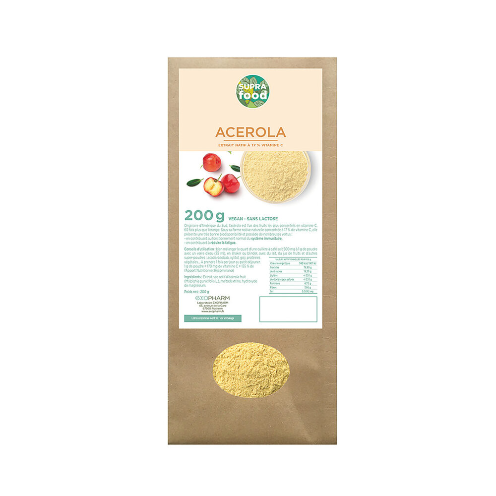 acerola-biologique-suprafood-200g Acérola en poudre – 17 % vitamine C | Super-fruit tropical