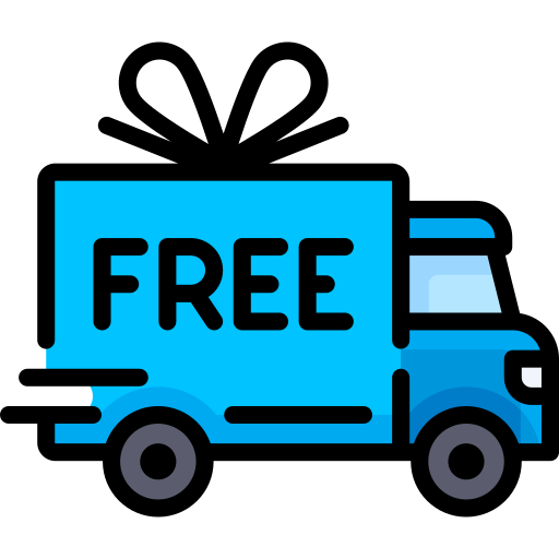 Blue delivery truck with the word "FREE" written on the side, indicating free shipping or delivery service.